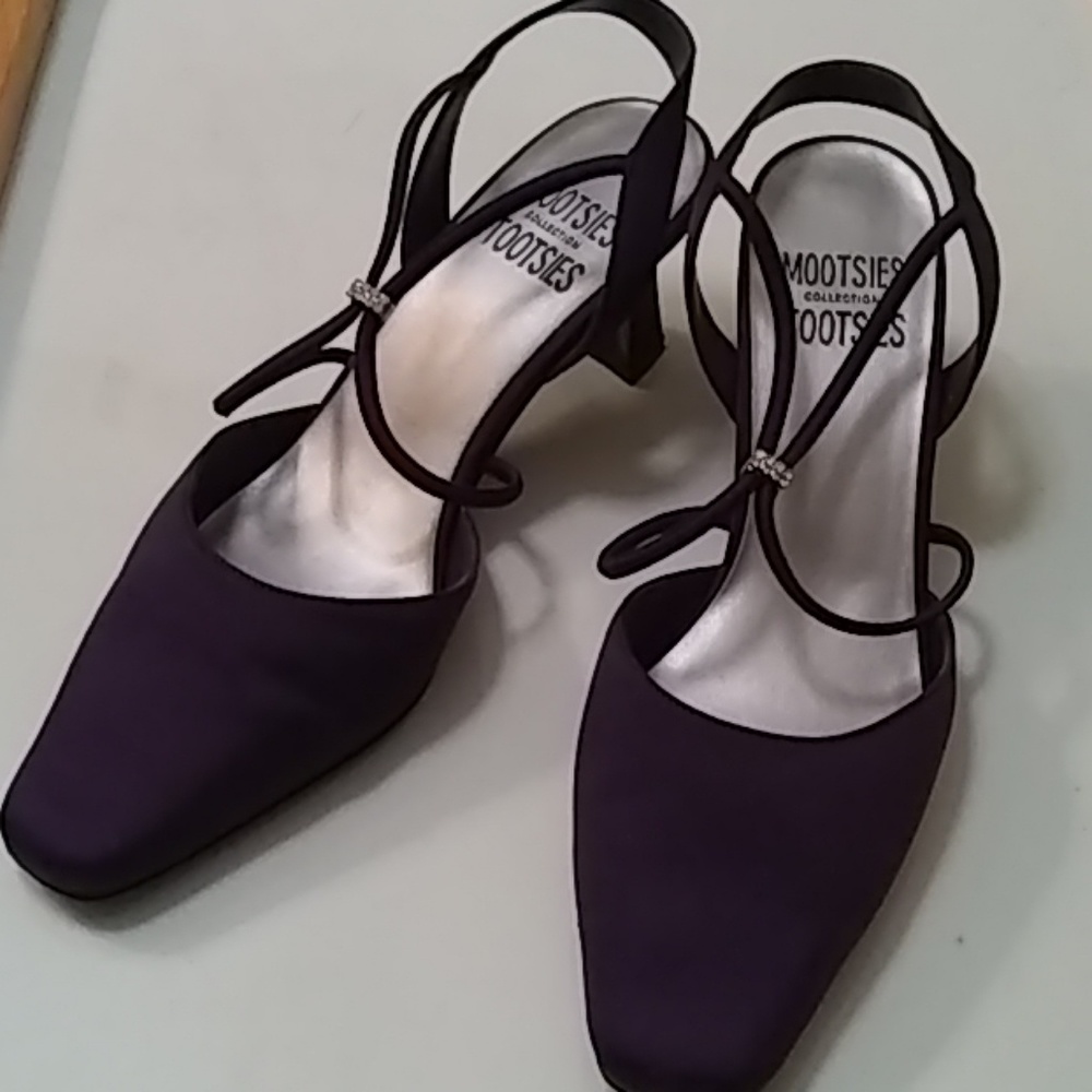 Purple satin shoes
